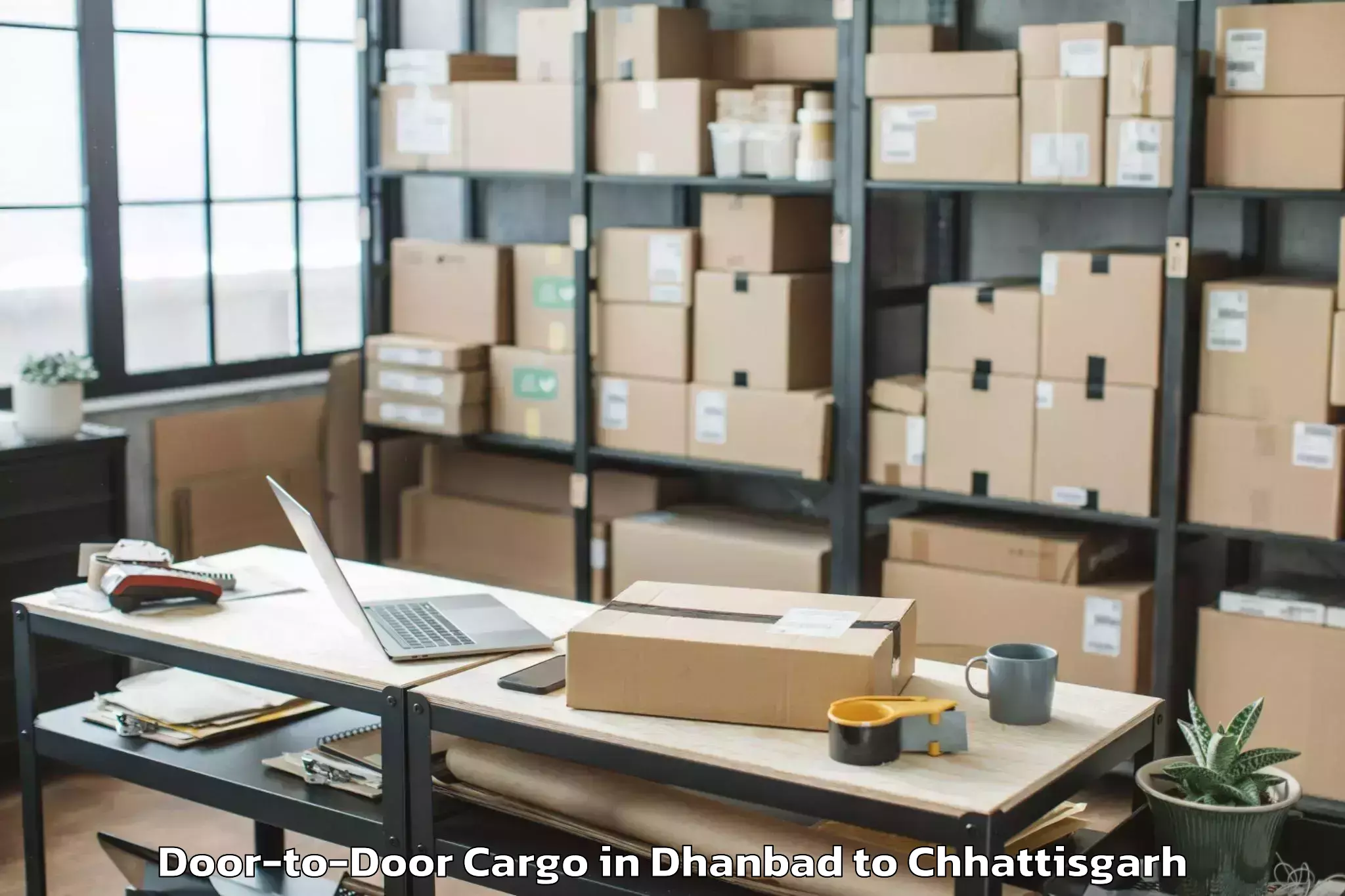 Book Your Dhanbad to Op Jindal University Raigarh Door To Door Cargo Today